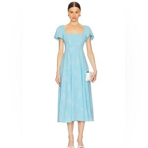 NWT Show me your MuMu Mia Midi Dress in Blue Clip Butterfly